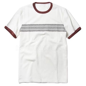 Camiseta de Algodón de Alta Calidad, Personalizada, Tejida, para Hombre, Ligera, Holgada, Estilo Hip Hop, con Ribete en Contraste, de Secado Rápido - Product Image 1