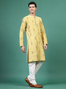 Vente en gros de Kurta brodés pour hommes avec Payjama de l'Inde Festival Wear Wear New Indian Printed Men's Ethnic Wear Set - Product Image 3