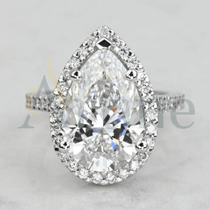 Anillo de Bodas de moissanita de corte de pera de estilo clásico personalizado de lujo para mujer, joyería personalizable única de Plata de Ley 925 - Product Image 1