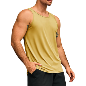 เสื้อกล้ามผ้าคอตตอนผสมโพลีเอสเตอร์แบบเรียบ น้ำหนักเบา สั่งทำพิเศษ พิมพ์โลโก้ได้ คอทรงโอ สำหรับผู้ชาย - Product Image 2