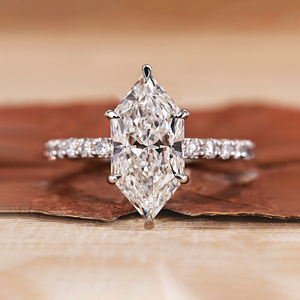 Anillo de compromiso con diamante de corte marquesa holandés oculto tipo halo, de 1 a 4 quilates, con diamante cultivado en laboratorio, anillo de boda con 6 garras, anillo personalizado - Product Image 6