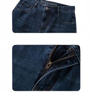 กางเกงยีนส์ขาตรงปักลายสำหรับผู้ชายไซส์พิเศษซักด้วยไฟเสื้อผ้าแนวสตรีทผ้าเดนิมตกแต่งโลโก้ด้วยลายปะติด - Product Image 3