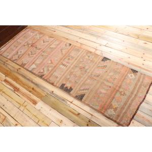 Tapis turc vintage 2,7x9,4 pi (83x287 cm), tapis Kilim marron camouflage - Product Image 4