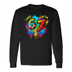 Maglietta a Maniche Lunghe Colorata con Stampa Six Seven Meme, T-Shirt Promozionale per Bambini di 6-7 Anni - Product Image 2