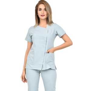 Ensemble de blouse et pantalon tissé pour femmes, best-seller 2025, personnalisable, manches courtes, uniforme médical élégant, haute qualité, toutes tailles - Product Image 5