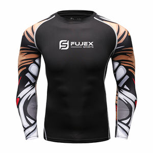 Men's OEM ODM Sublimation Printed Spandex <b>Rashguard</b> Compression Gym Surfing Diving <b>BJJ</b> MMA Shirt Customizable Surf <b>Rashguard</b> - Product Image 4