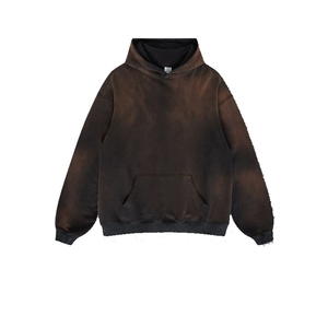 2024 hommes de haute qualité 100% coton lavé à l'acide hiver polaire à capuche multicolore imprimé solide motif à capuche col en gros - Product Image 4