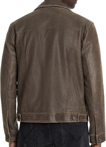 New <b>Top</b> Hot Selling Men's Coated Cow Skin Genuine Biker Jacket <b>Distressed</b> Windproof Breathable Hooded Stand Collar Front Logo - Product Image 3