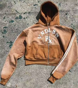 Nueva llegada Full Zip up Vintage Wash Hoodies Diseño personalizado Drop Shoulder US Size Oversized Sun Fade Hoodie Acid Wash Hoodies - Product Image 1