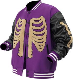 Veste de baseball en cuir pour hommes brodée en chenille personnalisée Veste universitaire personnalisée pour hommes Bomber - Product Image 6