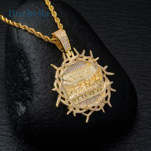 Colgante de la última cena de la corona de espinas helada chapada en oro de 18 quilates de plata esterlina 925 de alta calidad para hombres colgantes y dijes de moissanita - Product Image 4