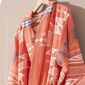 Albornoz XL unisex de algodón y lino tejido de secado rápido transpirable sólido todo el año ropa de dormir y salón modelo de verano ODM suministrado Turquía - Product Image 5