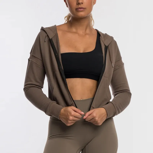 Sweat à capuche en molleton blanc en coton polyester épais 345G pour femmes sweats brodés personnalisables pour hommes sweats à capuche courts - Product Image 2