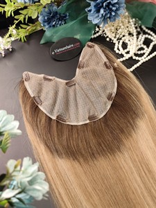 Vietnamhairs U Part Wig Honey <b>Brown</b> Long Virgin Remy Human Hair Silk Base Glueless Full Cuticle 120% Density - Product Image 1