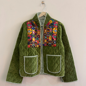 Handcrafted Vintage Embroidered Patchwork <b>Velvet</b> Jacket Boho Ethnic Winter Coat - Product Image 1