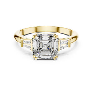 แหวนหมั้นเพชรแล็บโกรนสีเขียวมรกตทองคำ 14K |   เพชรที่เพาะเลี้ยงใหม่ - Product Image 1