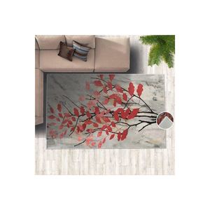 ชุดพรมปูพื้นพิมพ์ลายดิจิทัลต้นไม้ใบไม้สีแดง - Product Image 2