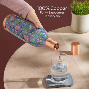 Haute vente 100% bouteille d'eau en cuivre pur bouteille d'eau imprimée nouvelle conception bouteille en métal avec couvercle emballage Premium pour les fêtes - Product Image 4