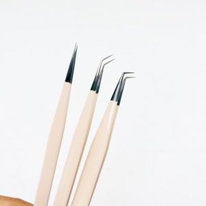 Pince à cils droite pointue en poudre de pêche enduite de plasma Black Point Strong Holding Lash Tweezer à bas prix - Product Image 6