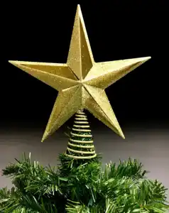 OEM ODM Christmas Traditions 10 Inch Gold Glittered Large Filigree Christmas Star Tree Topper For Large Tree Home Decor Gold