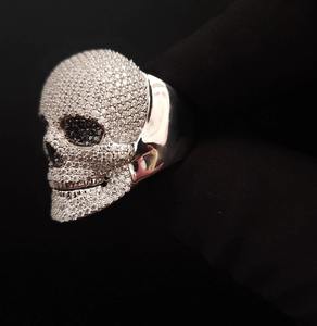 Mejor diseño GRA certificado VVS Moissanite Diamond 925 Sterling Silver Iced Out Skull Hip Hop Ring para raperos Street Wear Fashion - Product Image 2