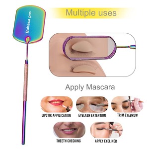 Miroir à cils carré en acier inoxydable couleur plasma arc-en-ciel avec longue poignée, miroir à cils privé par Bahasa Pro - Product Image 6