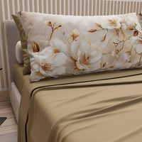 Parure de draps moderne 6 pièces en microfibre, draps unis, taies d'oreiller imprimées, 300 fils/cm², rafraîchissante, infroissable, anti-boulochage