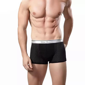 Fabricación OEM de ropa interior personalizada para hombres, transpirable, cintura media, perspectiva, cinturón de Color sólido, Calzoncillos Bóxer brillantes para hombres - Product Image 5