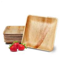 Assiettes jetables écologiques compostables en feuilles de palmier d'arec naturelles, profondes et carrées, pour les fêtes et la restauration à bas prix