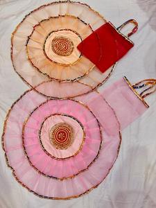 Couverture de thali Gota Patti Aarti, en velours et organza de créateur, avec dentelle Gota, pour mariage, Shagun et décoration de festival - Product Image 5