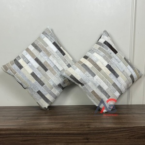 New Wholesale Luxury Genuine <b>Leather</b> Cushion Cases Cowhide Patchwork Pattern Square Pillow <b>Covers</b> <b>for</b> Living Room <b>Sofa</b> Home Use - Product Image 1