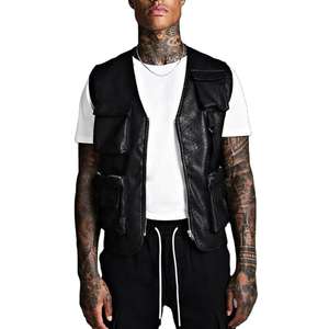 Gilet en cuir pour hommes de qualité supérieure avec design et logo personnalisés Gilet en cuir de motard classique coupe-vent pour hommes à vendre - Product Image 1