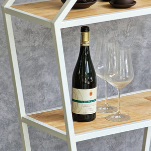 Estante Decorativo para Sala de Estar KTB68152, Estructura de Hierro en Forma de Florero, 70x30x160cm, Superficie de Madera de Caucho, Tipo de Instalación Vertical - Product Image 5