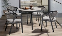 Ensemble de table ronde en acier inoxydable 4 places, design moderne avec une qualité durable, meubles d'extérieur