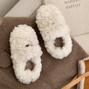 XIXITIAO nueva hermosa moda Retro <span class=keywords><strong>Ballet</strong></span> Flat Cute Bow señoras elegantes zapatos <span class=keywords><strong>de</strong></span> interior <span class=keywords><strong>de</strong></span> felpa <span class=keywords><strong>Zapatillas</strong></span> <span class=keywords><strong>de</strong></span> casa <span class=keywords><strong>de</strong></span> algodón para mujeres - Product Image 5