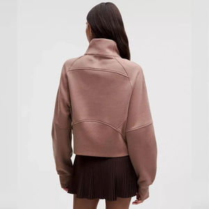 Sudadera con cremallera de cuarto para mujer de calidad superior 100% Material de algodón Ligero Secado rápido Impresión de logotipo hecho a medida - Product Image 4