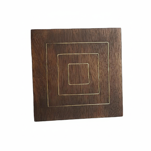 Luxury Classic Acacia Wood Square <b>Coaster</b> with Metal Inlay Eco-Friendly Sleek Durable <b>for</b> <b>Drinks</b> Home Decor and Stylish Gifting - Product Image 3