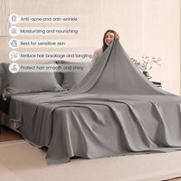 Ensemble de draps en soie 4 Pcs 19 Momme 100% Draps de lit en soie de mûrier naturelle de qualité supérieure Ensembles de literie de luxe-Ultra Soft Durabl (Full Grey)