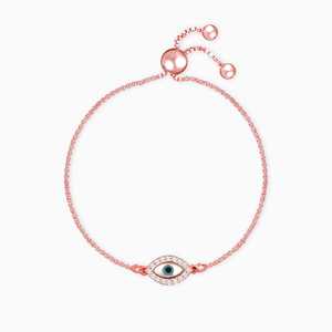 Bracelet à breloques fin Evil Eye en or rose - Product Image 1
