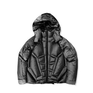 Chaqueta de Plumón Gruesa y Pesada de Moda Urbana, Chaqueta Acolchada con Contraste de Color, Chaqueta de Invierno con Parches Hechos a Mano para Hombre - Product Image 6