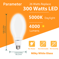 Ampoule LED HID super brillante 4000LM 110V Culot E26 26W Utilisée en conjonction avec les lampadaires Lampes à mât élevé Éclairage de place FCC ETL