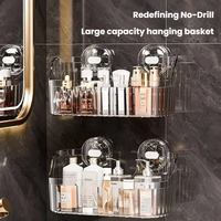 Étagère de salle de bain à ventouse murale, organiseur de cosmétiques, panier de douche, support de rangement pour coiffeuse, étagère de salle de bain