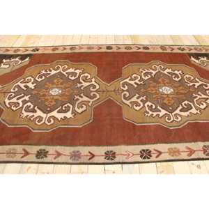 Alfombra Turca Vintage de Lana Marrón, 6.46x13.6 pies (197x415 cm) - Product Image 2