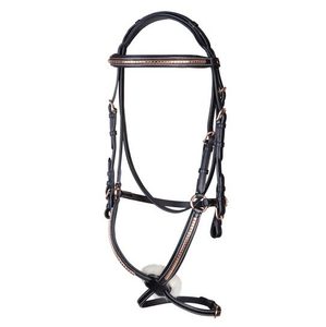 Brida Clincher de Oro Rosa con Noseband Mexicano con riendas - Product Image 1