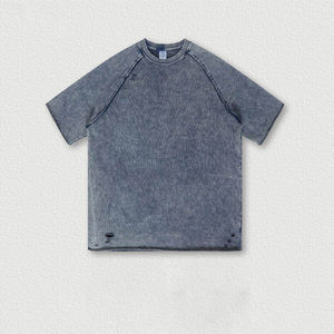 เสื้อยืดผ้าฝ้ายระบายอากาศสำหรับผู้ชายเสื้อยืดโอเวอร์ไซส์เปิดไหล่ตกโลโก้ได้ตามต้องการ - Product Image 2