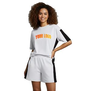 Ensemble 2 pièces T-shirt et short pour femme 100 % coton, décontracté, lavé, respirant, anti-boulochage, haute qualité, collection été, vente chaude - Product Image 1