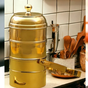 กล่องปิคนิคทองแดงทรงกลมทำจากทองเหลืองล้วนดีไซน์มหัศจรรย์พร้อมที่จับสำหรับอาหารกลางวันและปิกนิก - Product Image 5