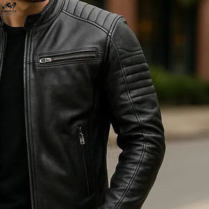 Chaqueta Casual de Invierno RHINOFLEX GEAR, Nuevo Diseño, Cuero Genuino y Lona Transpirable, Cuello Mao, Color Sólido, Logotipo Frontal - Product Image 2