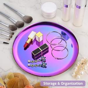 Serving <b>Tray</b> Exhibition <b>Tray</b> Decorative <b>Tray</b> Diameter Full Surface <b>Mirror</b> Polish Rainbow Color 1 Piece Dishwasher Safe - Product Image 6