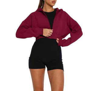 New style Custom Logo Women's Casual Solid regular Length Winter Long <b>Sleeved</b> Fleece Hoodie Jogger Stacked Pants - Product Image 1